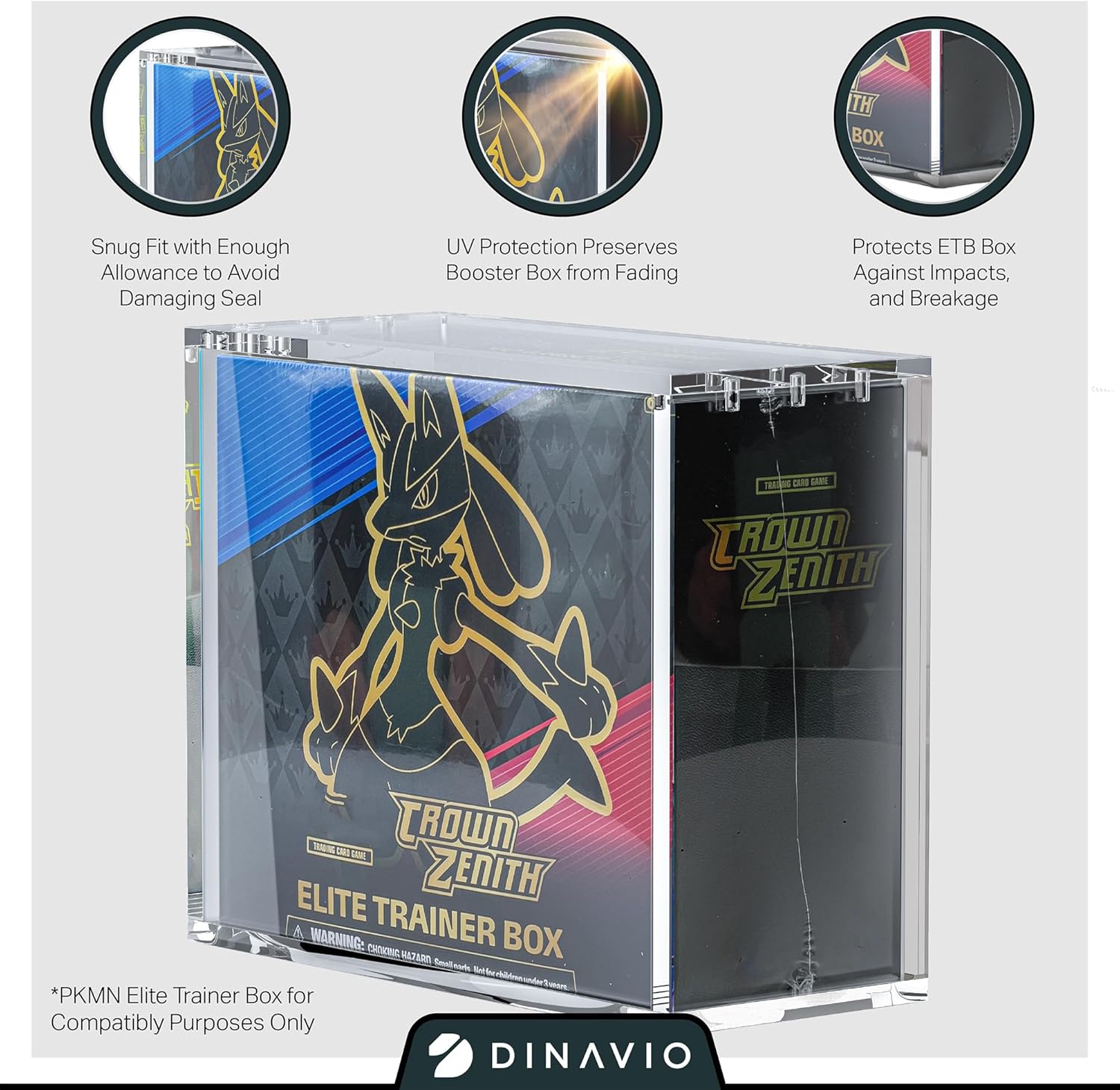 Stackable Acrylic Display Box 5mm Thick Suitable for Elite Trainer's Case ETB - High-Quality Rectangular Protective Cover with Secure Magnetic Closures, Transparent and Durble