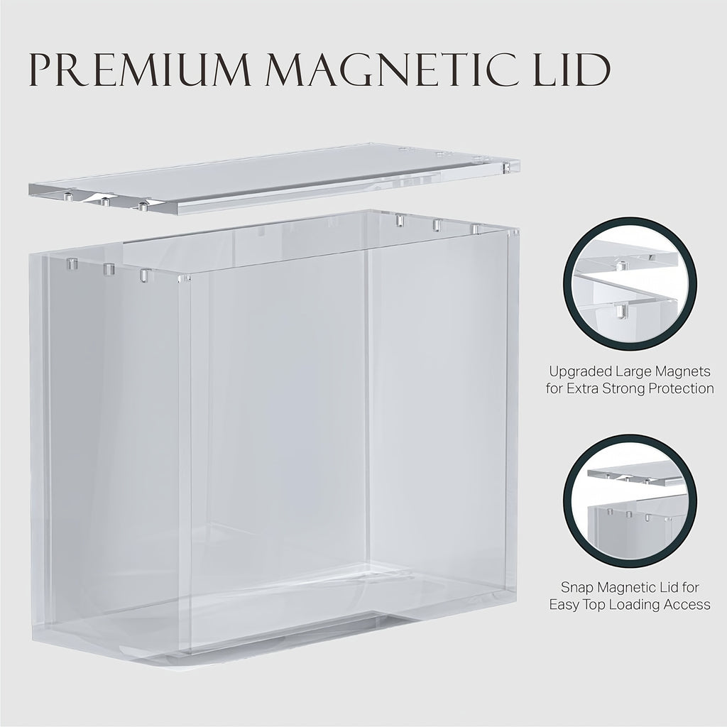 Stackable Acrylic Display Box 5mm Thick Suitable for Elite Trainer's Case ETB - High-Quality Rectangular Protective Cover with Secure Magnetic Closures, Transparent and Durble